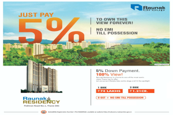 Pay 5% to book & no EMI till possession at Raunak Residency in Mumbai